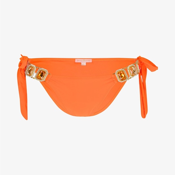 Moda Minx Neon Orange Boujee Luxe Rhinestone Crystal Triangle Bikini Set M S👙🧡 - Picture 5 of 11